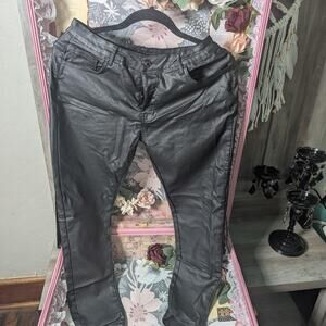 Faux black leather pants